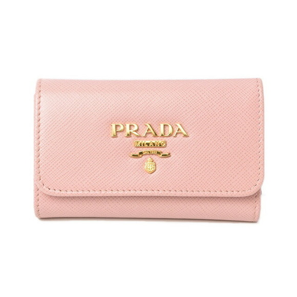 Prada Key Case 6-Row Saffiano Metal Pesco Pink - Picture 1 of 7
